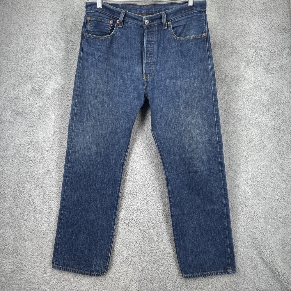 Levi’s 501 Jeans Mens 34x30 Blue Button Fly Cotton Straight Work Levi Strauss